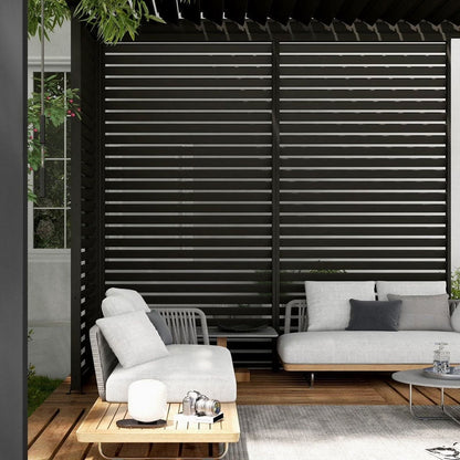 Mirador 10'x10' 111S Outdoor Pergola Accessories-Aluminum Fixed Shutter Wall, Dark Gray