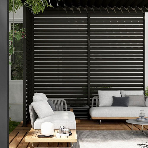 Mirador 10'x10' 111S Outdoor Pergola Accessories-Aluminum Fixed Shutter Wall, Dark Gray