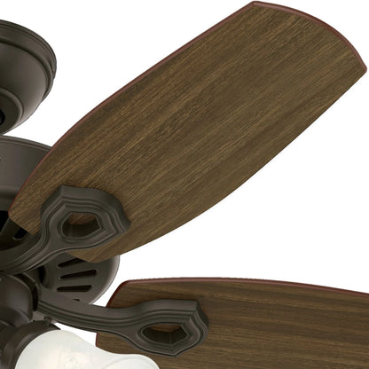 Hunter - Builder Indoor Ceiling Fan With Light, 42-inch, Snow White, Traditional-style, 3-speed WhisperWind Motor, 52105, for living rooms, bedrooms, home offices, kitchens