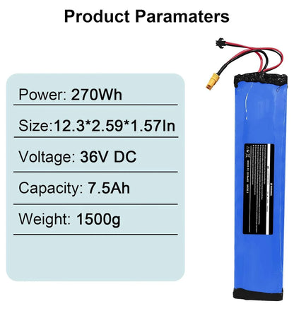 36V 7500mAh Electric Scooter Replacement Battery Pack Compatible for /KS4 Electric Scooter,with Screw Holes at The Bottom and top of The Battery,270Wh-Size:12.3 * 2.59 * 1.57 Inch