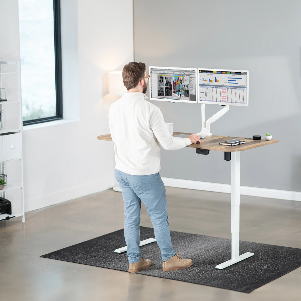 VIVO Reclaimed Wood / Black 63�?x 32�?Electric Height Adjustable Stand Up Desk