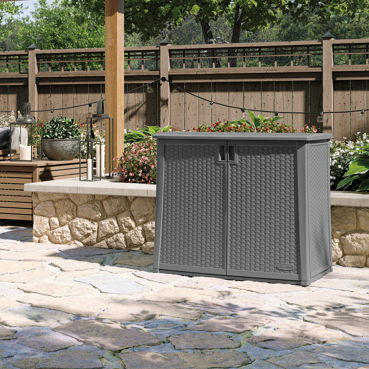 Suncast Outdoor 97-gallon Cabinet Deck Storage Box, Gray