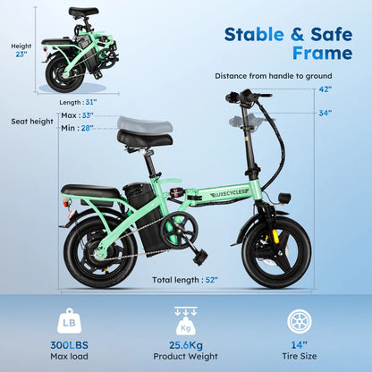 Alpha Joy Electric Bike for Adults 20", Rated 500W E-Bike 48V 13AH UL2849