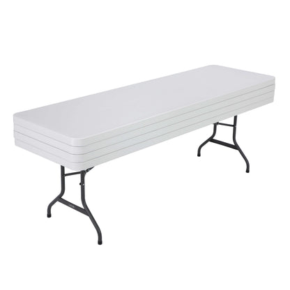 Lifetime Combo Set of (4) 8-Foot Rectangle Folding Tables & (32) Chairs, Indoor/Outdoor Use, White (80147)