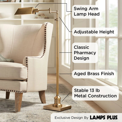 Regency Hill, Jenson Swing Floor Lamp, Brass