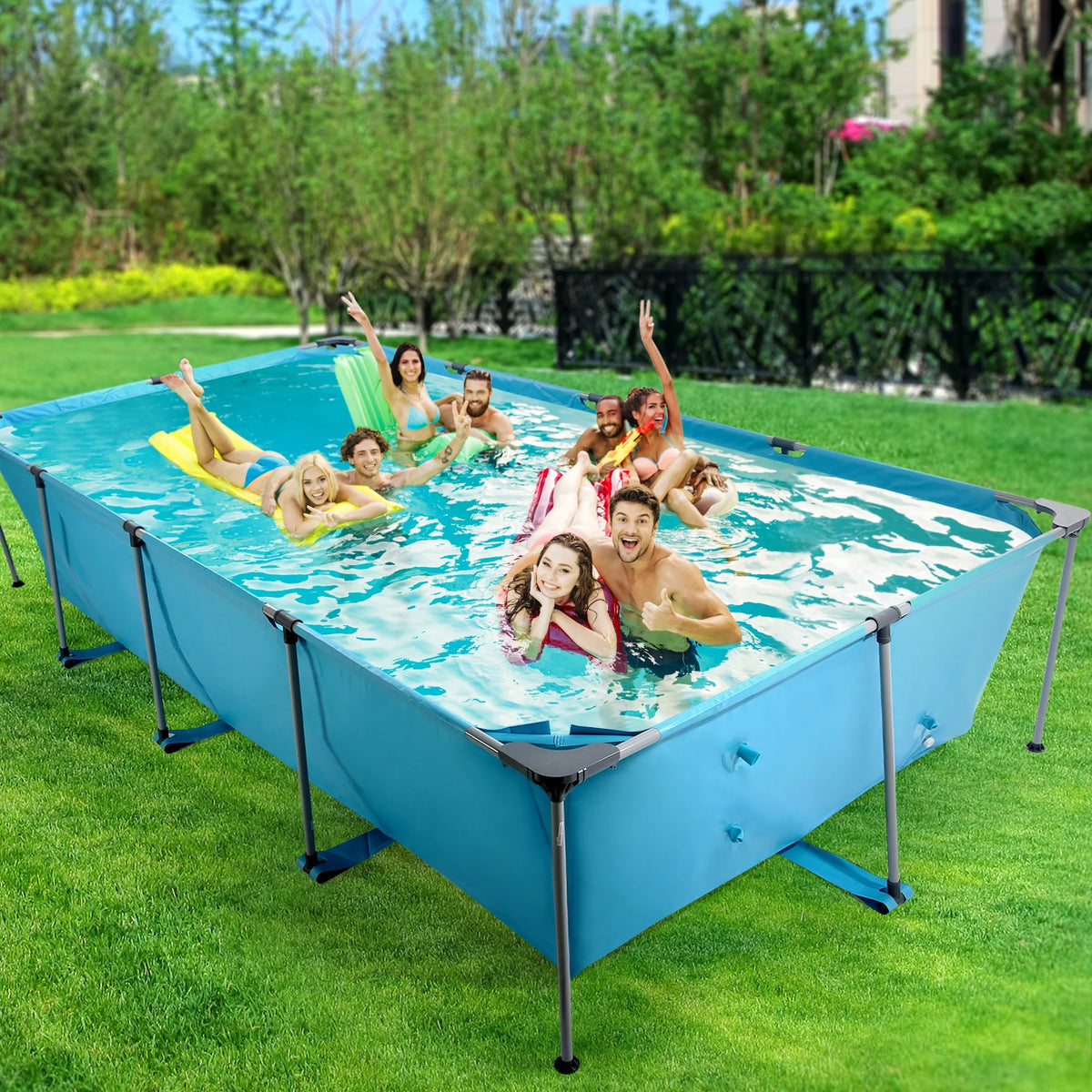 GASKY 15FT Swimming Pools 177.17X86.61X33.07in Above Ground Swimming Pools PVC Material for Pets Family Teenagers Garden Backyard Villa