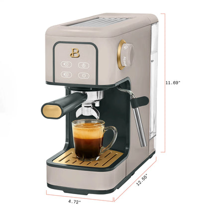 Beautiful Slim Espresso Machine with 20-Bar Pressure, Black Sesame by Drew Barrymore