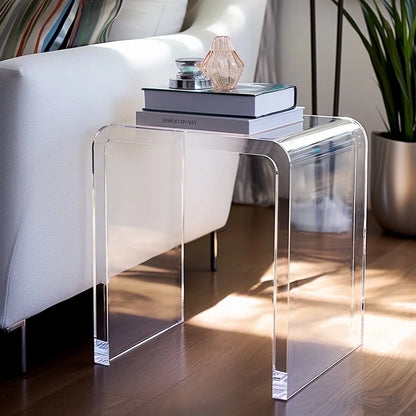 Ageszoe Coffee Table with Storage Shelf ,Acrylic Modern Clear End Table,Kid's Table for Livingroom, 32"L x 16"W x 16"H"
