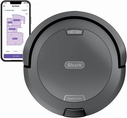 Shark Navigator Robot Vacuum with SmartPath Navigation and Self-Cleaning Brushroll, Powerful Suction, Pet Hair Pickup, Anti-Hair Wrap, for Carpets & Hard Floors, Steel Grey, RV2110