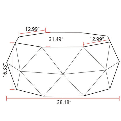 38"Three-dimensional Embossed Pattern Coffee Table, Octagon Coffee table, American Retro Style Coffee Table for Office, Dining Room and Living Room, Nature