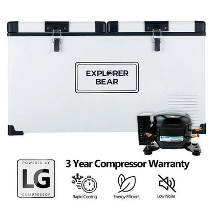 12V Car Fridge 50L 12/24V DC 110-240V AC Portable Freezer Compressor Cooler 0℉-50℉ 3-Year Warranty