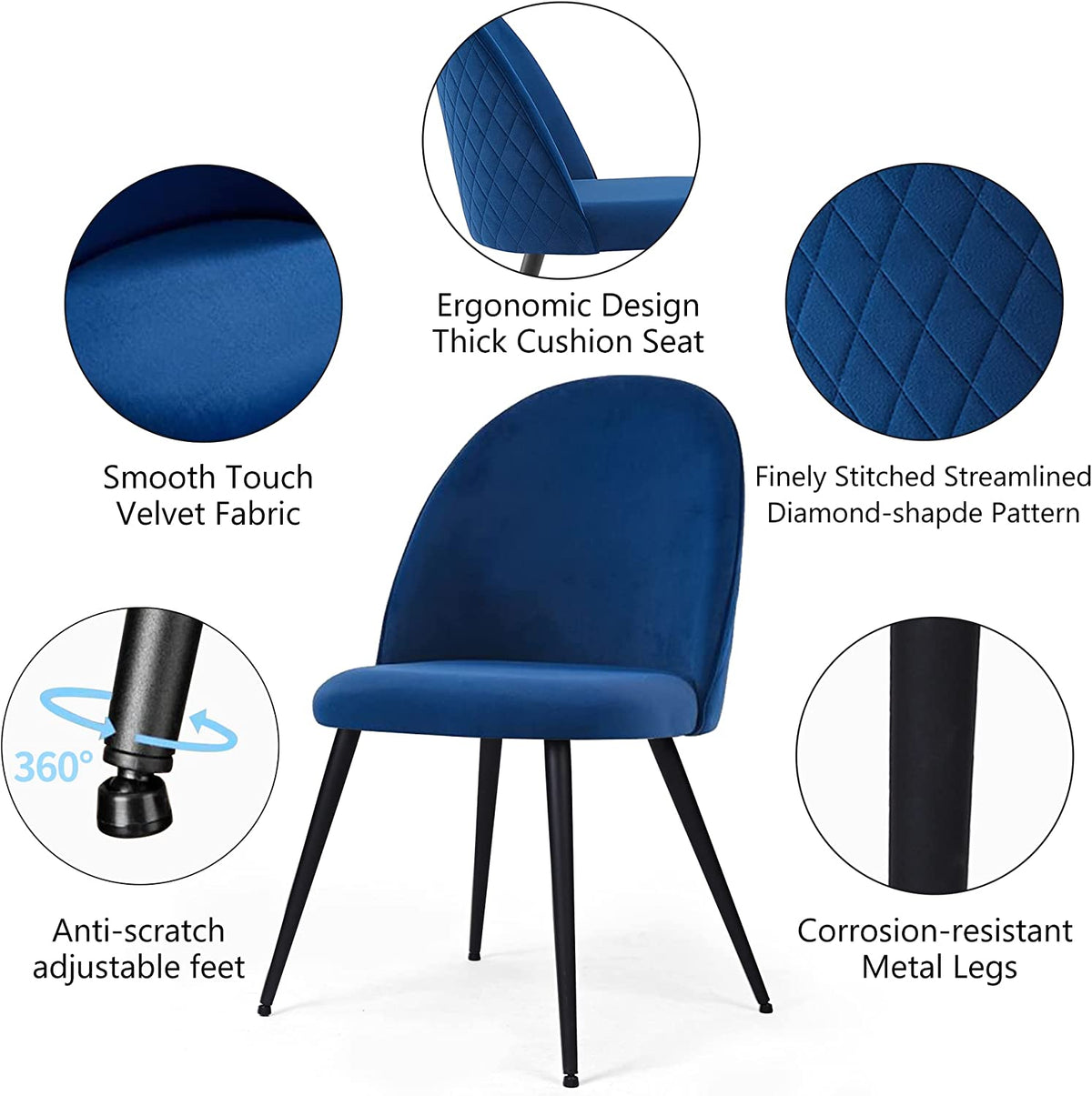 NORDICANA Dining Table Set for 4,Stylish Table with Strong Metal Legs & Modern Dining Chair Armlss Beautiful Home Chair Indoor Velvet Accent Chair with High Back Design,Perfect for Dining Room