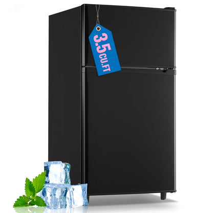 WANAI 3.5 Cubic feet Small Refrigerator with Freezer on Top Double Door Mini Fridge New White