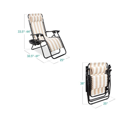 Best Choice Products Set of 2 Zero Gravity Lounge Chair Recliners for Patio, Pool w/ Cup Holder Tray - Gray