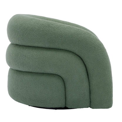 360�� Swivel Accent Chair for Living Room, Boucle Barrel Armchair Single Sofa Chair Reading Chair, Sage Green