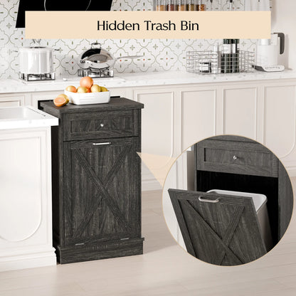 Tolead Double Tilt Out Trash Cabinet, Wooden Free Standing Laundry Sorter Cabinet, with Hideaway Drawer, White