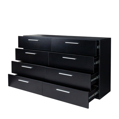 Ktaxon Bedroom Dresser with 6 Drawers, Wooden Double Dresser for Entryway, Wide Storage Cabinet for Living Room, Black