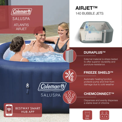 SaluSpa LED Spa Waterfall Accessory w/Coleman Atlantis Inflatable Hot Tub