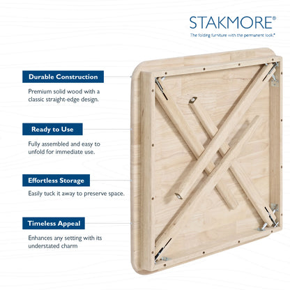 Stakmore Classic Straight Edge Solid Wood Folding Card Table, Unfinished
