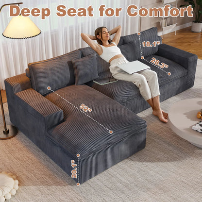 108�� Modular Sectional Sofa, Cloud Sectional Couch with Deep Seat, Modern Modular L-Shape Sofa Couch with Chaise,Upholstered Couches for Living Room Bedroom