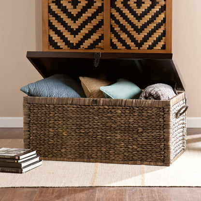 Samford Water Hyacinth Storage Trunk, Blackwashed with Espresso