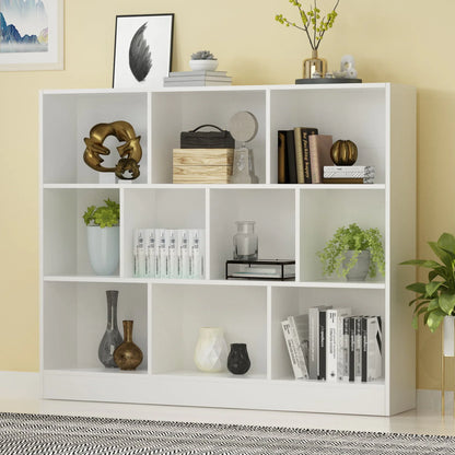 FUFU&GAGA 10-Cube Storage Shelf, Multipurpose Cubby Shelving Unit Display Storage Bookcase Bookshelf, Storage Cubes Organizer Cabinet for Home Office Living Room Bedroom, White(L 47.2in)