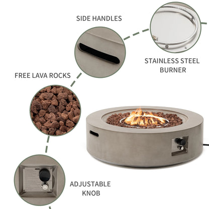 COSIEST Outdoor Round Terrazzo Concrete White firepit Table
