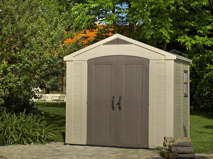 Keter Factor 8 x 11 Foot All Weather Resin Outdoor Storage Shed, Taupe