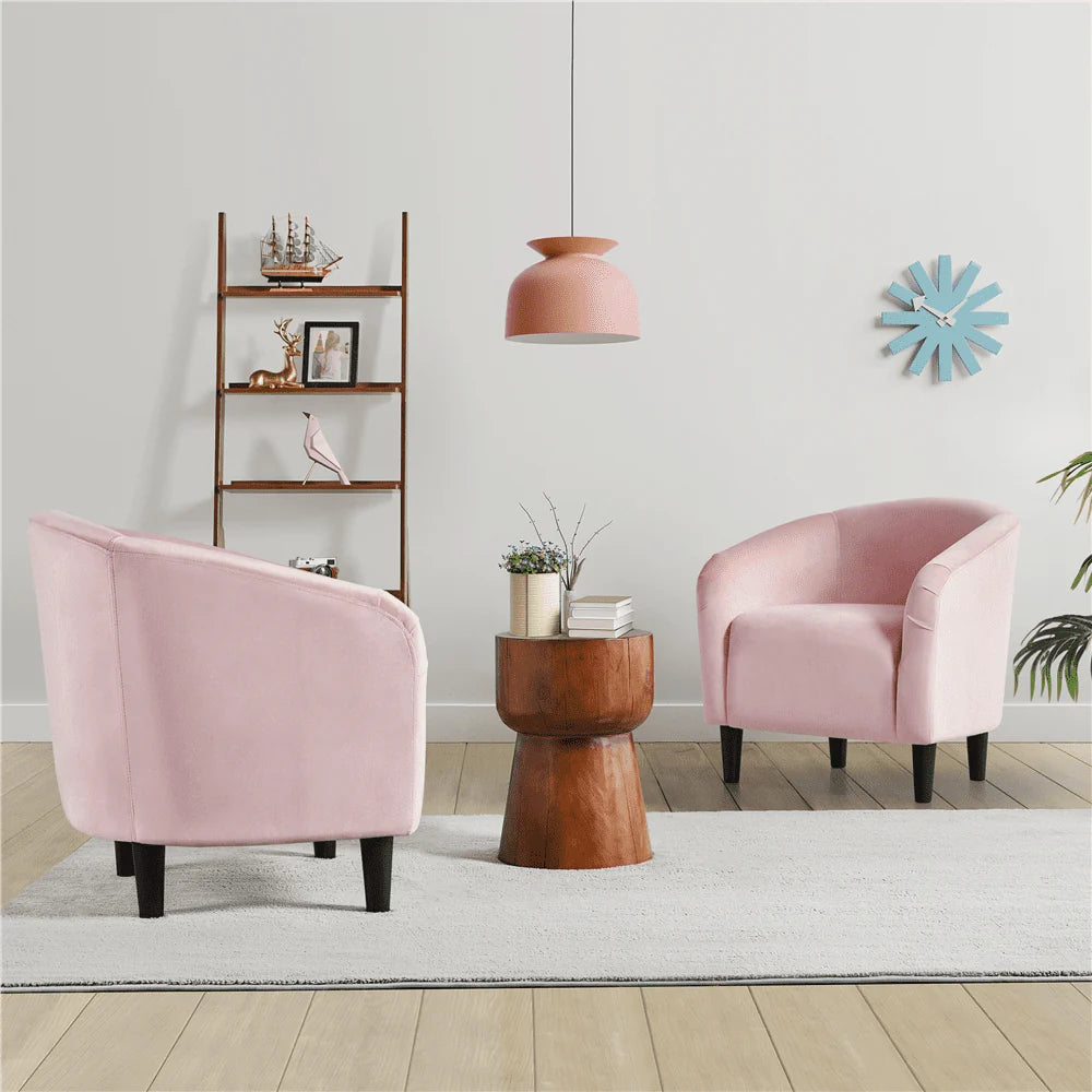 Easyfashion Tub Chair, Set of 2, Pink Velvet