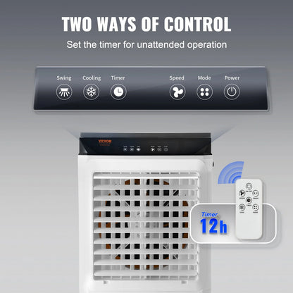 VEVOR Evaporative Air Cooler, 2100 CFM, 135�� Oscillating Swamp Cooler with Adjustable 3 Speeds and 12 H Timer, 7 Gal Portable Air Cooler for 750 Sq.ft, Indoor/Outdoor Use