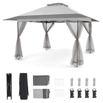 Bezseller 11x11 Pop up Gazebo, Outdoor Waterproof Canopy Tent with Mosquito Netting for Outdoors, Khaki