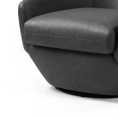 DREAMSIDEA Faux Leather Swivel Accent Chair Sets of 2 360�� Swivel Barrel Chair,Swivel Club Sofa for Living Room, Bedroom, Office,Brown