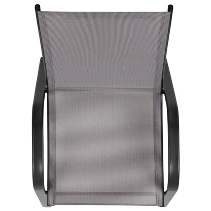 Flash Furniture Flash Furniture Brazos Series Outdoor Stackable Patio Chairs for Adults, Set of 4, Black