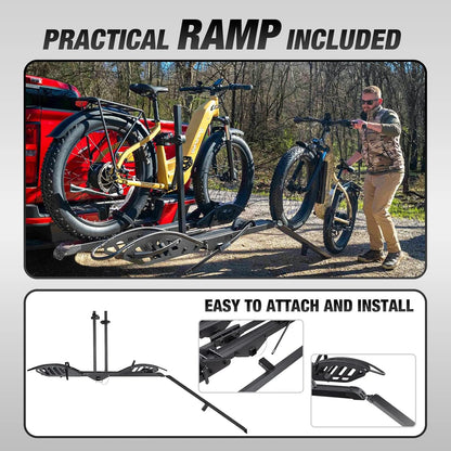 Young Electric Ebike Rack, 200lb Capacity, Alloy Steel Hitch Mount, Fits 5-Inch Fat Tire Bikes, 2-Inch Receiver