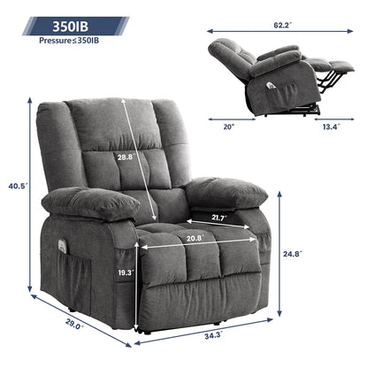 JONPONY Power Lift Recliner Chair Recliners for Elderly with Heat and Massage Recliner Chair for Living Room with Infinite Position and Side Pocket,USB Charge Port,Brown
