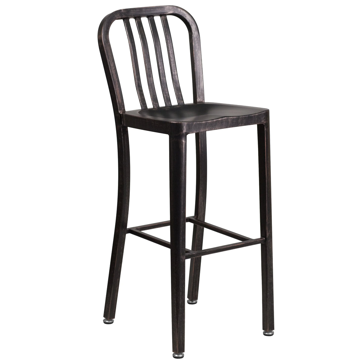 Flash Furniture Earl Commercial Grade 24" Round Silver Metal Indoor-Outdoor Bar Table Set with 2 Vertical Slat Back Stools