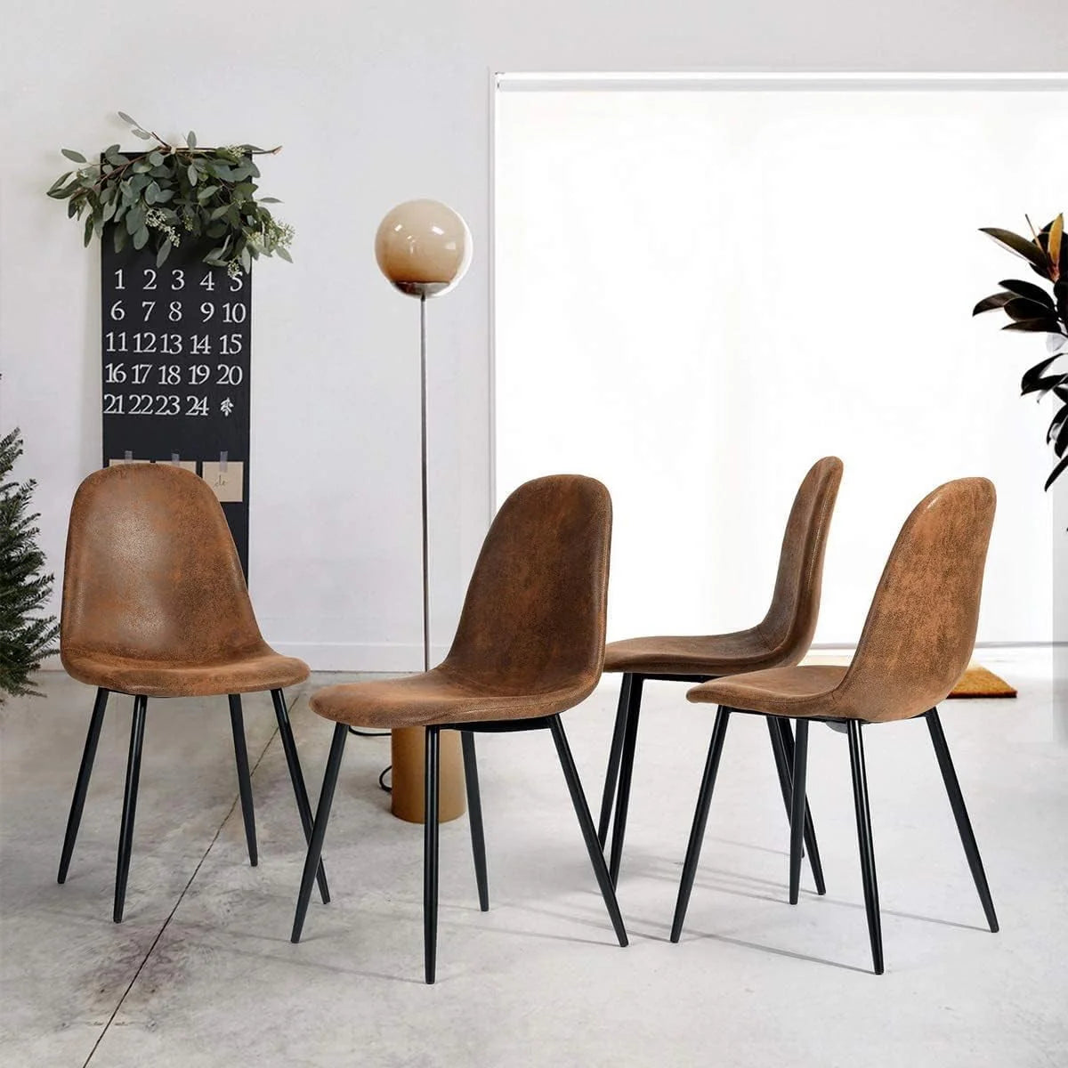 Highsound Dining Chairs Set of 4,Mid-Century Modern Upholstered Dining Chairs with Velvet Cushion Seat for Dinning Room&Living Room, Black