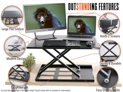 Stand Steady X-Elite Pro Standing Desk Converter | Instantly Convert Any Desk into a Stand Up Desk | Easy Lift Height Adjustable Standing Desk | No Assembly Required (28 x 20 / Black)