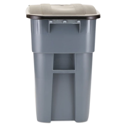 Rubbermaid Commercial Brute Rollout Container Square Plastic 50gal Gray 9W27GY