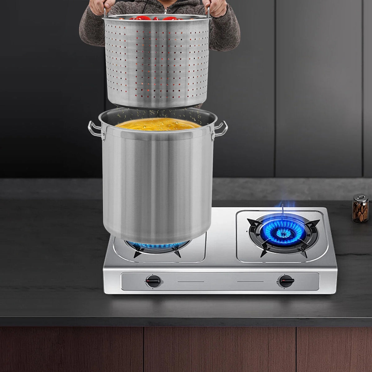 33/52 Quart Stock Pot Stainless Steel Large Kitchen Soup Big Cooking Restaurant for Hotels, Restaurants, Homes