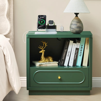 YOCWO 3 Drawer Nightstand, Classic Chest of Drawers with Arc Edge, Walnut