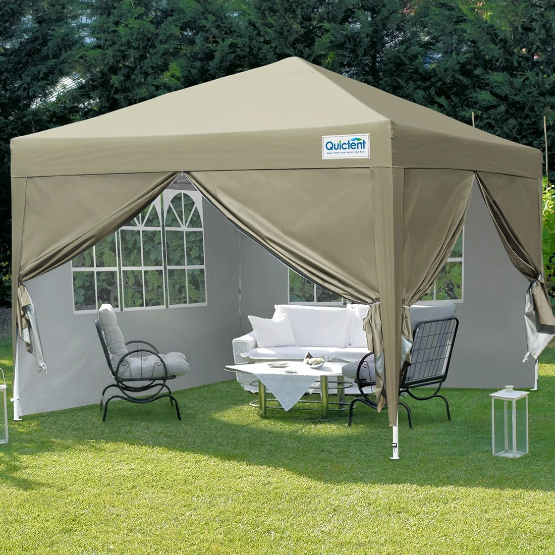 Quictent 10'x10' Pop up Canopy Tent with Sidewalls Instant Outdoor Gazebo Easy Party Tent Enclosed Waterproof, Easy Set up (Pink)