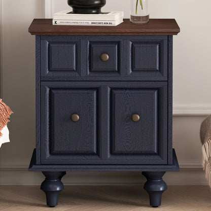 20.47"Vintage Nightstand with 2 Drawers and Roman Column Legs, Solid Wood Bedside End Table, Bedside Cabinet for Bedroom, Living Room(Set of 2)