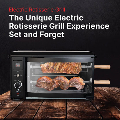Brazilian Flame 2-Skewer Brazilian Rotisserie Electric Grill in Red