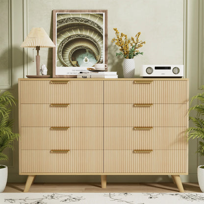 Planntonneo Boho Fluted 6 Drawer Dresser, Wooden Chests for Bedroom