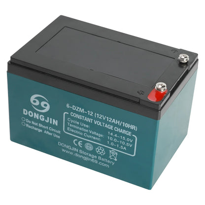 5 Pack 6-DZM-12 12V 12Ah Sealed Lead Acid Rechargeable Battery + 60V Battery ch + Charging Port for Electric Bikes, Scooters, Go Karts, ATVs, Dirt Bikes - Maintenance-Free, Ready to Use