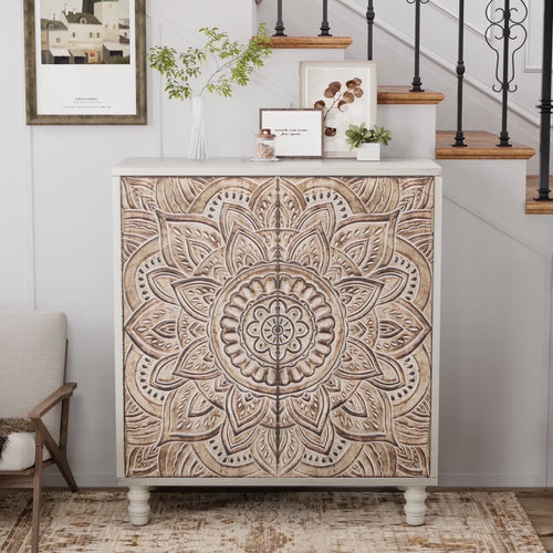 COSIEST Vintage Sideboard Cabinet, Farmhouse Buffet with Adjustable Shelf for Kitchen, Dining Room, Living Room