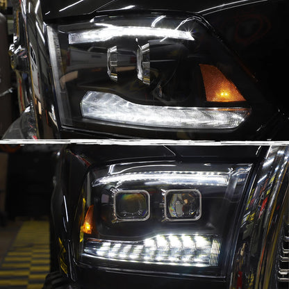 AKKON - [Factory Upgrade] For 09-18 Dodge Ram 1500 2500 3500 Dual Projector LED DRL Headlights With Light bulbs