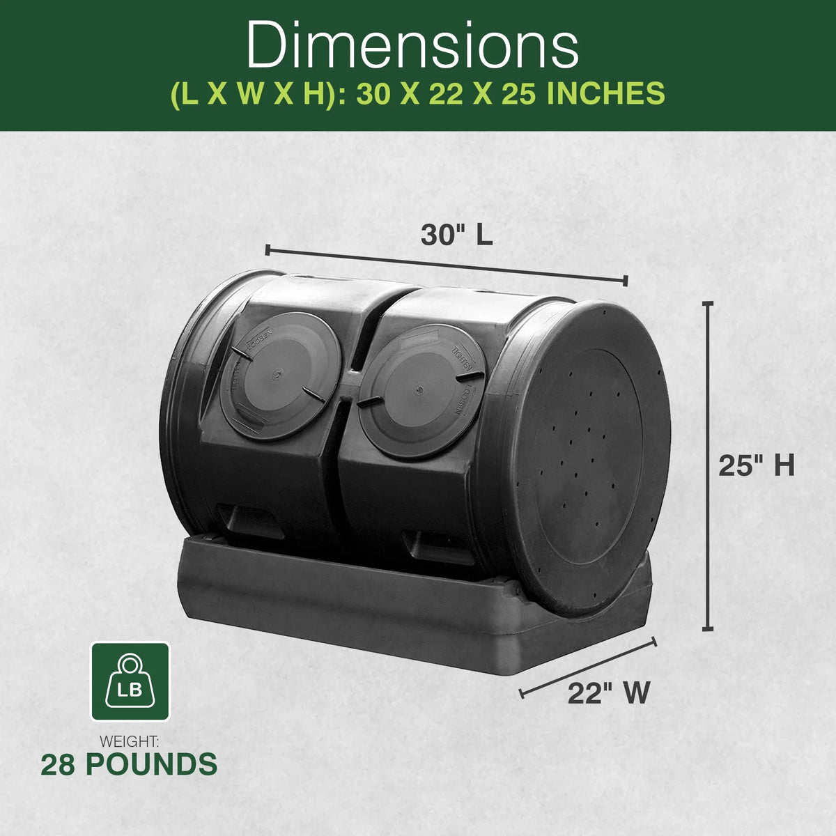 Good Ideas Compost Wizard Outdoor Dual Tumbler Compost Container, Black