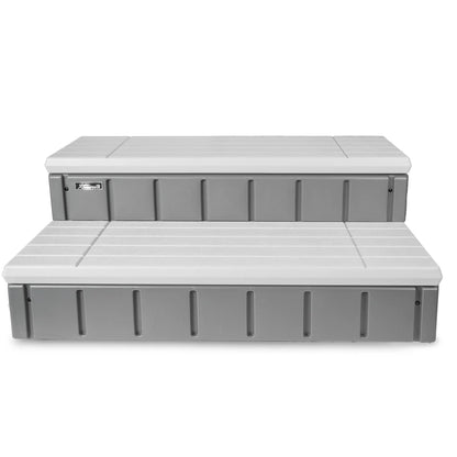XtremepowerUS Hot Tub Steps With Storage, Spa Step, 36" Length, Camper/Deck Steps, Anti-Slip Brown
